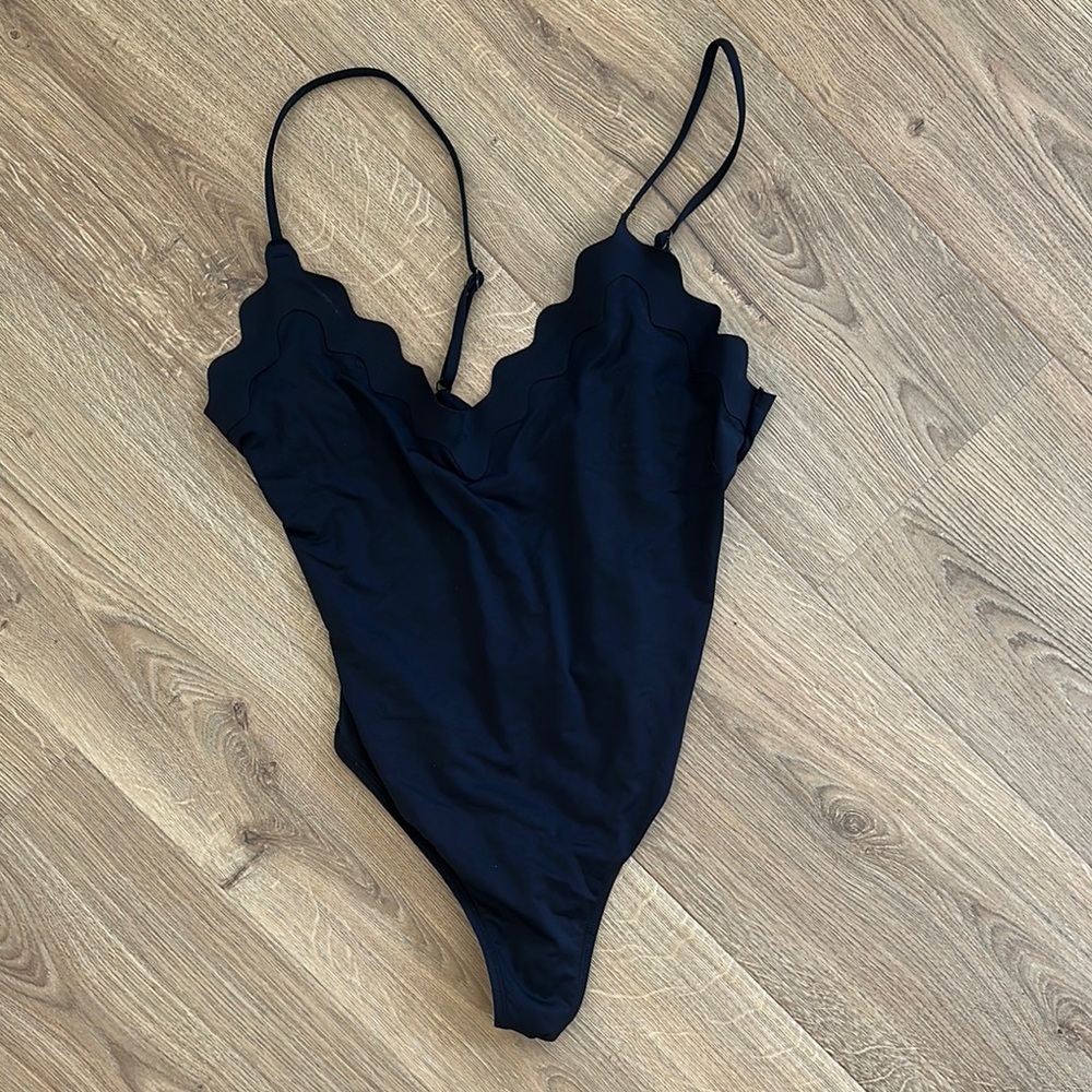 Mango Black Scalloped Swimsuit